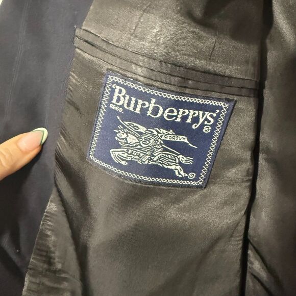 VTG Burberry's 100% Pure Italian Wool Pinstripe Blazer - Black/Blue - Picture 6 of 11